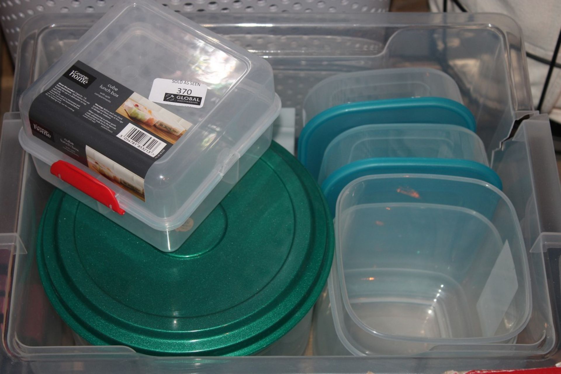 Lot to Contain an Assortment Of Items to Include Plastic Cube Lunchboxes, Circular Storage Tubs