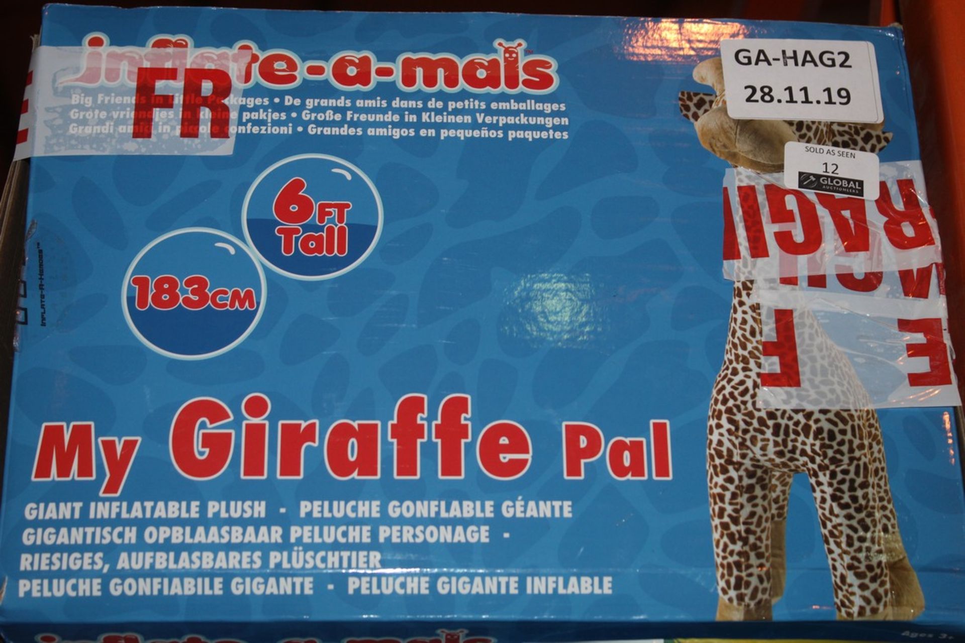 Boxed 6ft Tall My Giraffe Giant Inflatable Pal RRP £35 (Public Viewing and Appraisals Available)