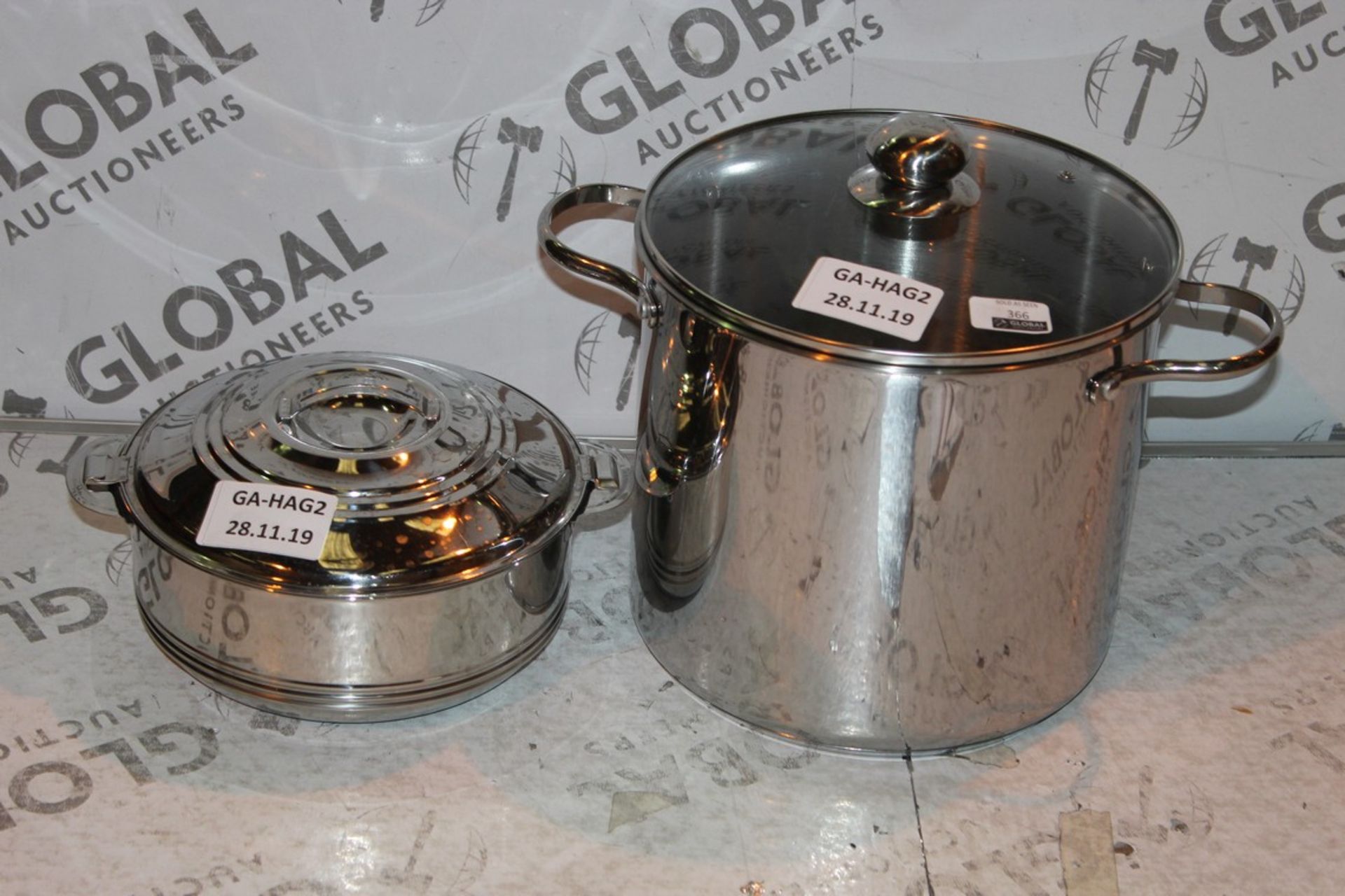 Lot to Contain 2 Assorted Items to Include Stockpot and a Silver Sauté Pan with Safety Lid (Public