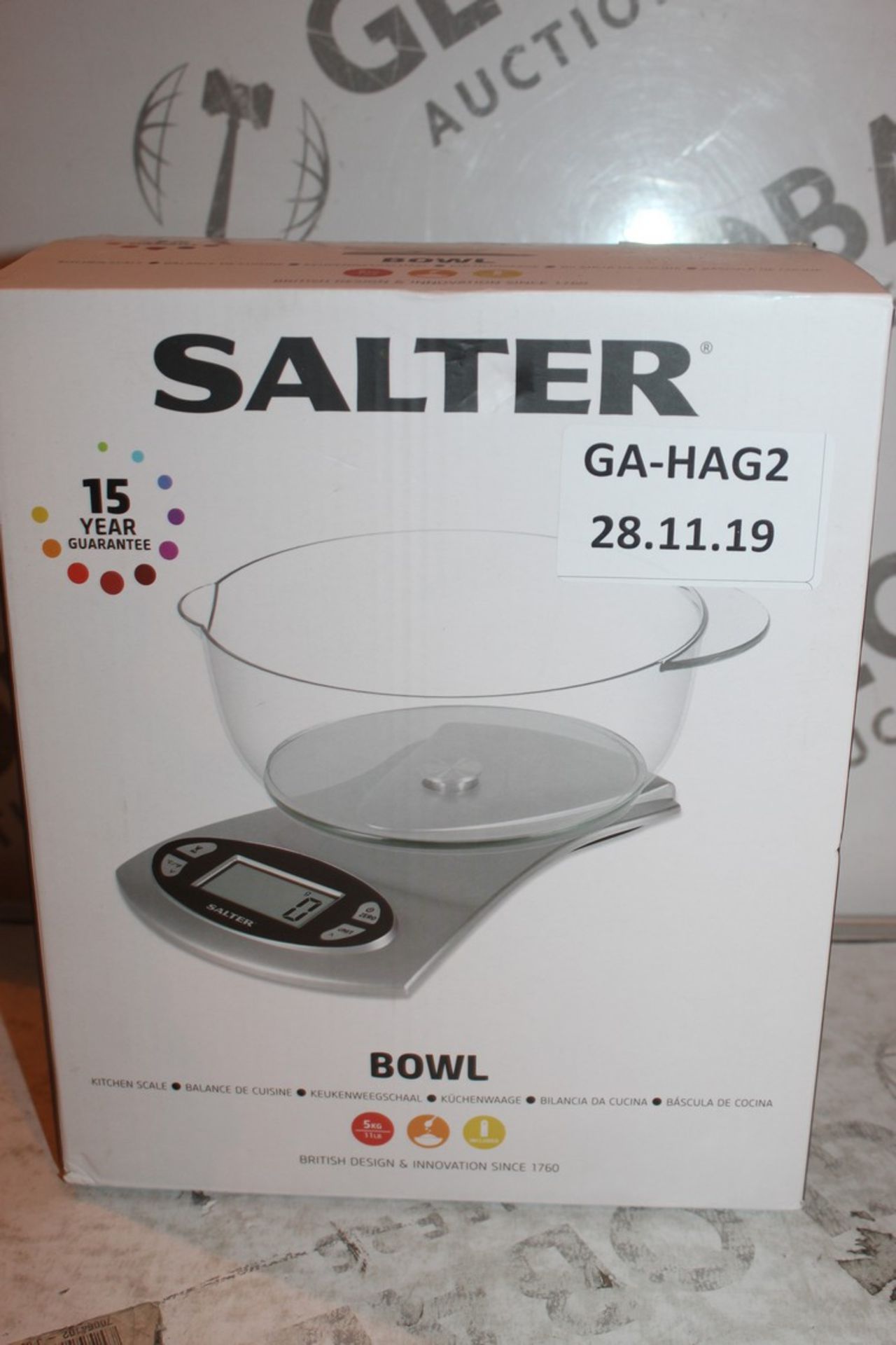 Lot to Contain 4 Boxed Salter Bowl Kitchen Scales Combined RRP £80 (Public Viewing and Appraisals