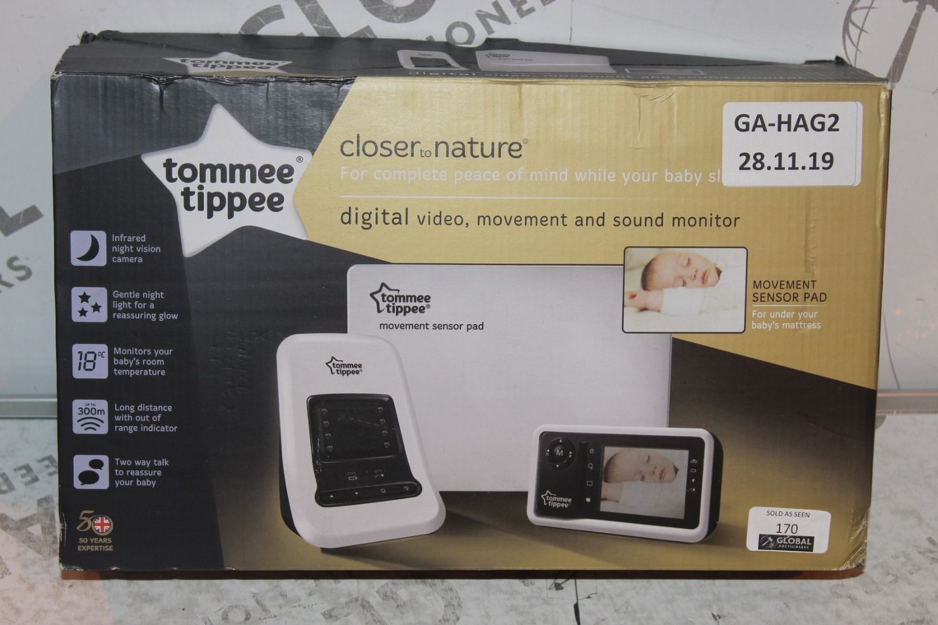 Boxed Tommee Tippee Closer to Nature Digital Video Movement and Sound Monitor (Public Viewing and