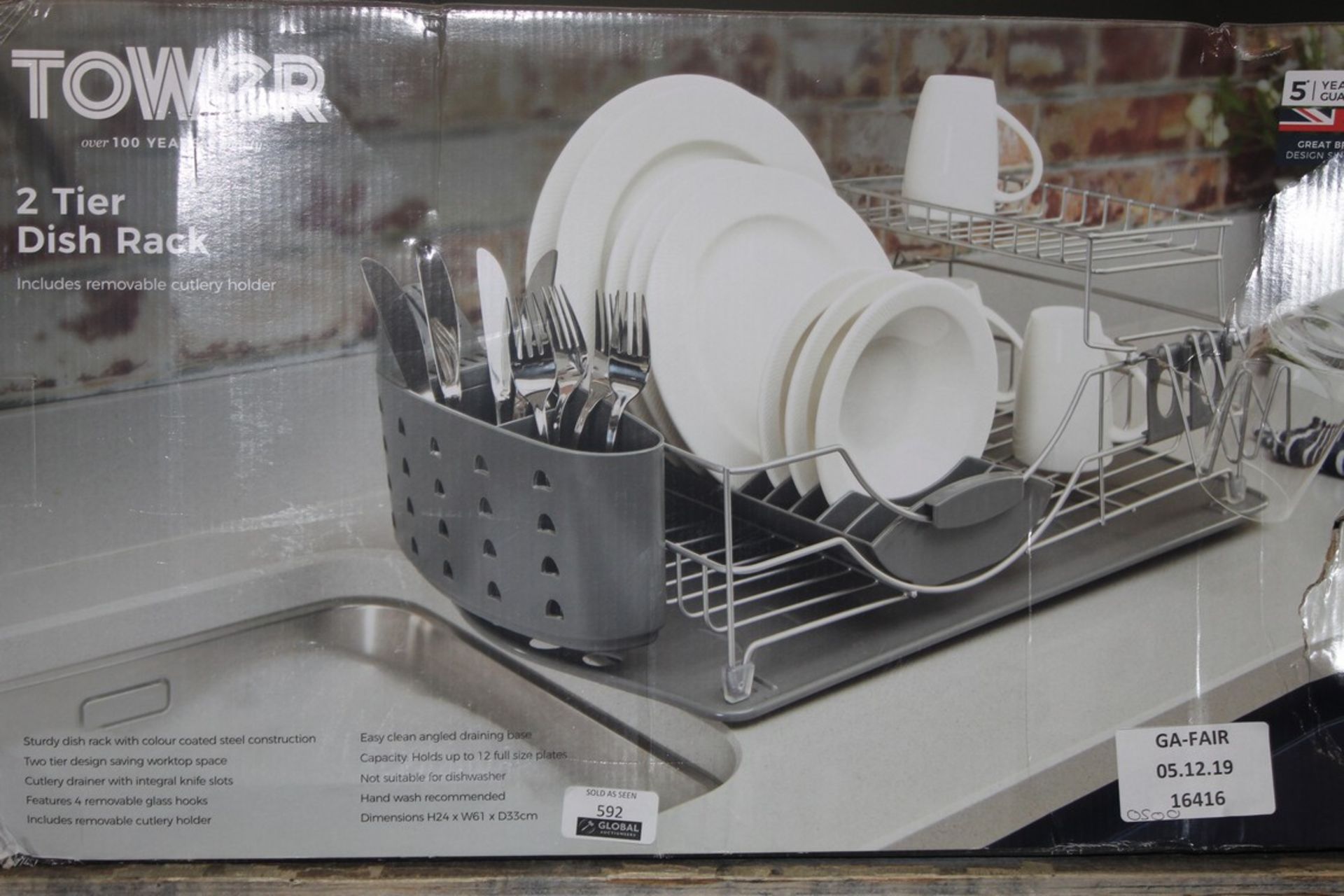 Boxed Tower 2 Tier Dish Rack RRP £50 (16416) (Public Viewing and Appraisals Available)