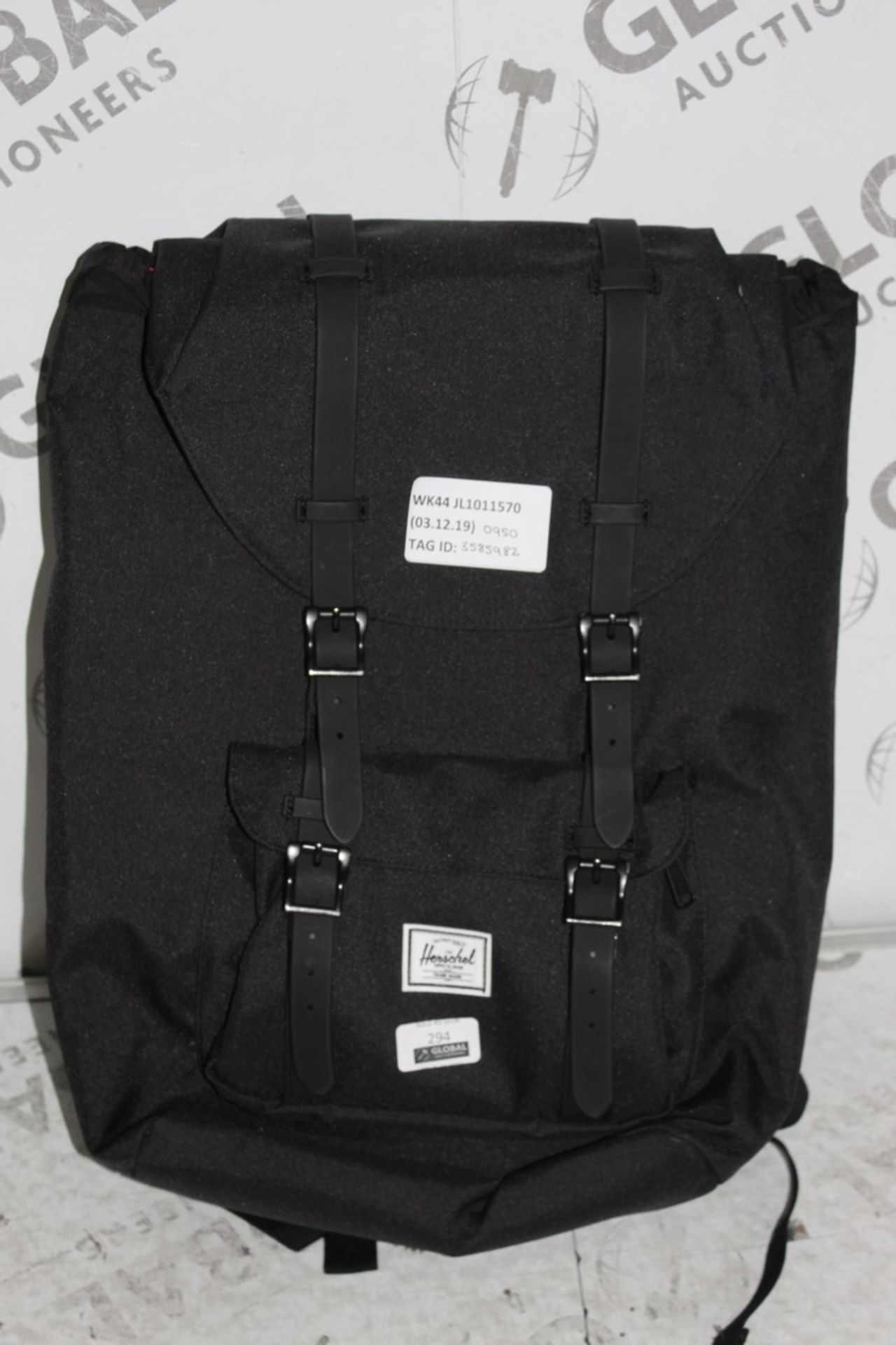 Herschel Black Designer Backpack RRP £95 (3585982) (Public Viewing and Appraisals Available)