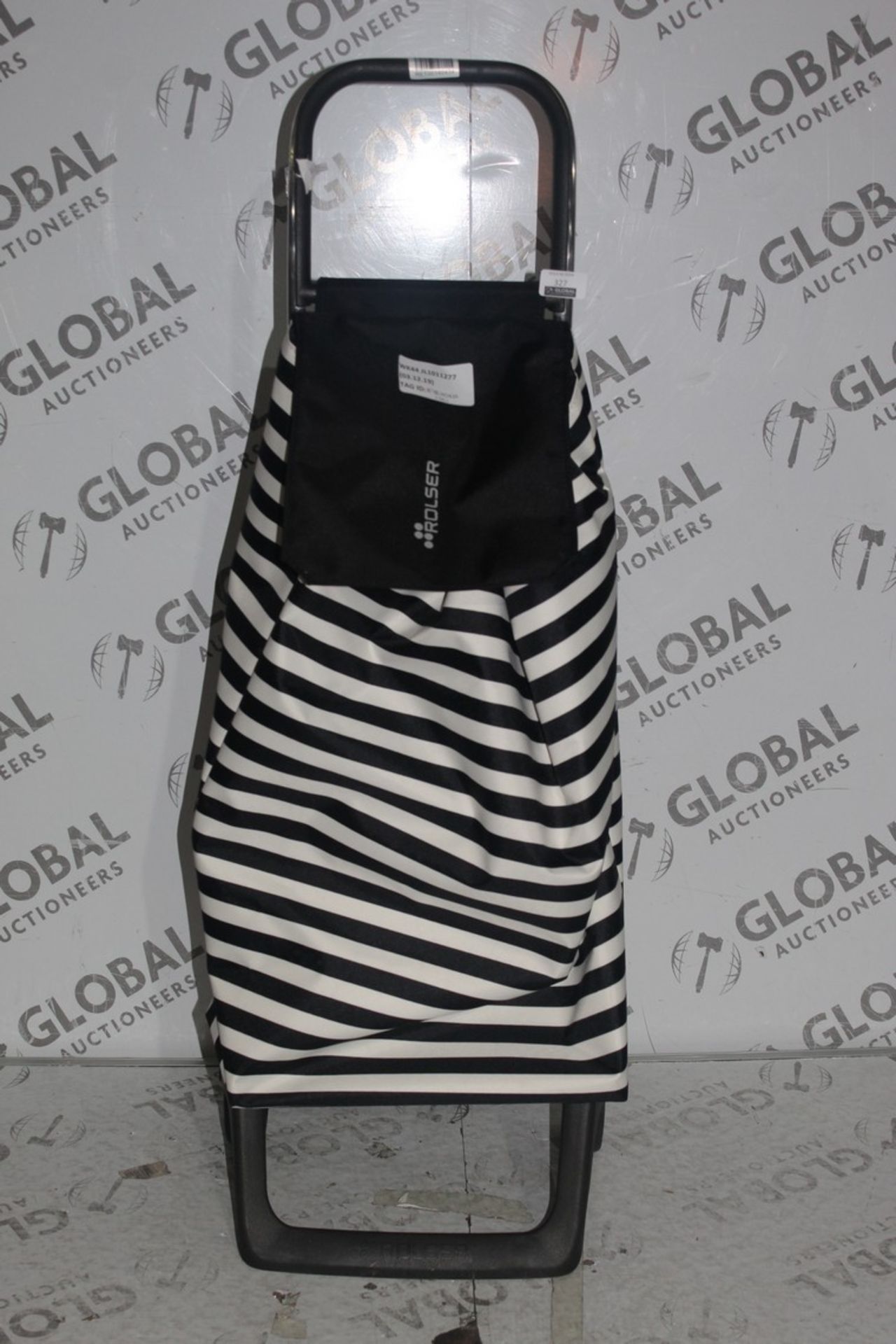 Rolser Black and White Stripe Wheeled Shopping Bag RRP £50 (RET00140434) (Public Viewing and