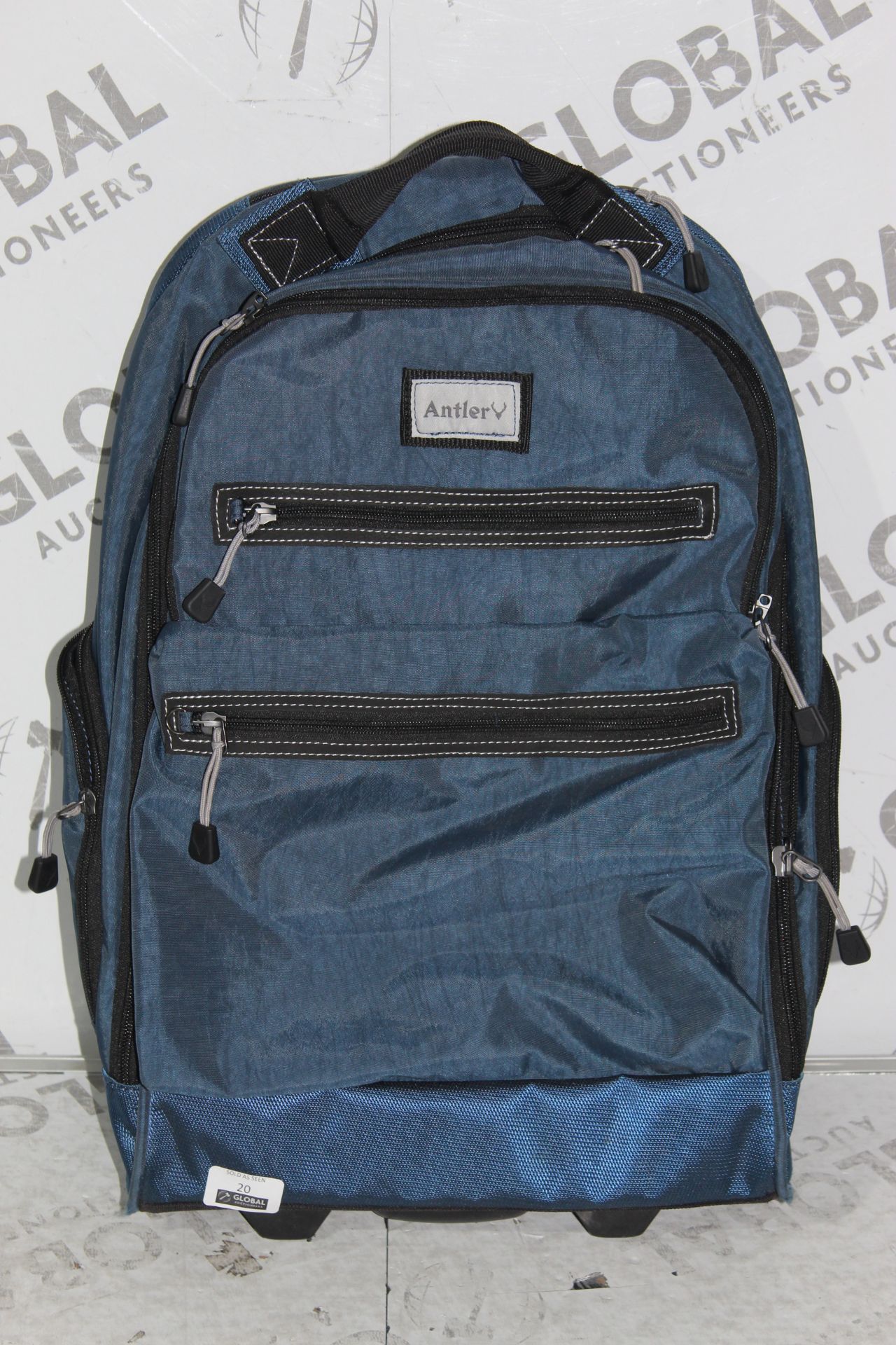 Assorted Antler Navvy Blue Wheeled Backpack and a Normal Hiking Backpack RRP £50 Each (