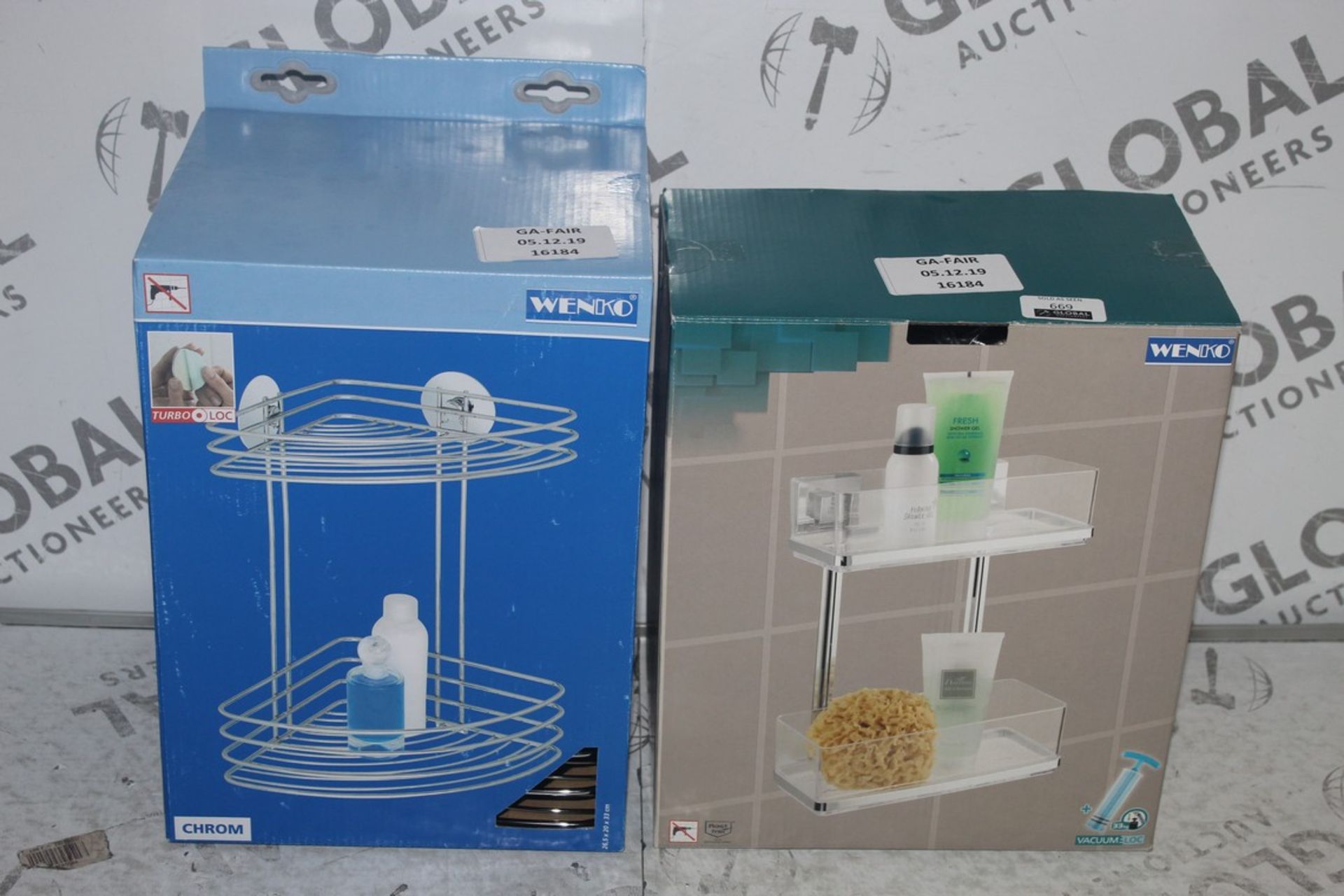 Boxed Assorted Wenko Corner Shower Baskets and Suction Shower Baskets RRP £45 - £50 Each (16184) (