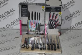 Assorted George at Home and Wilshire Knife Block Sets and Butchers Knife Sets With Chopping Board (