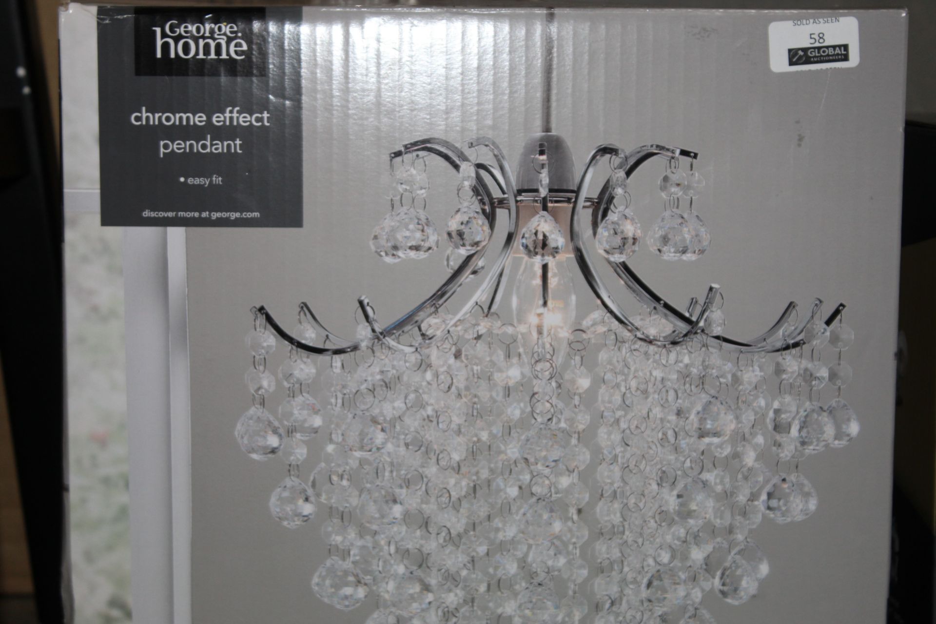Boxed George at Home Easy Fit Chrome Effect Pendant Style Ceiling Light RRP £35 (Public Viewing