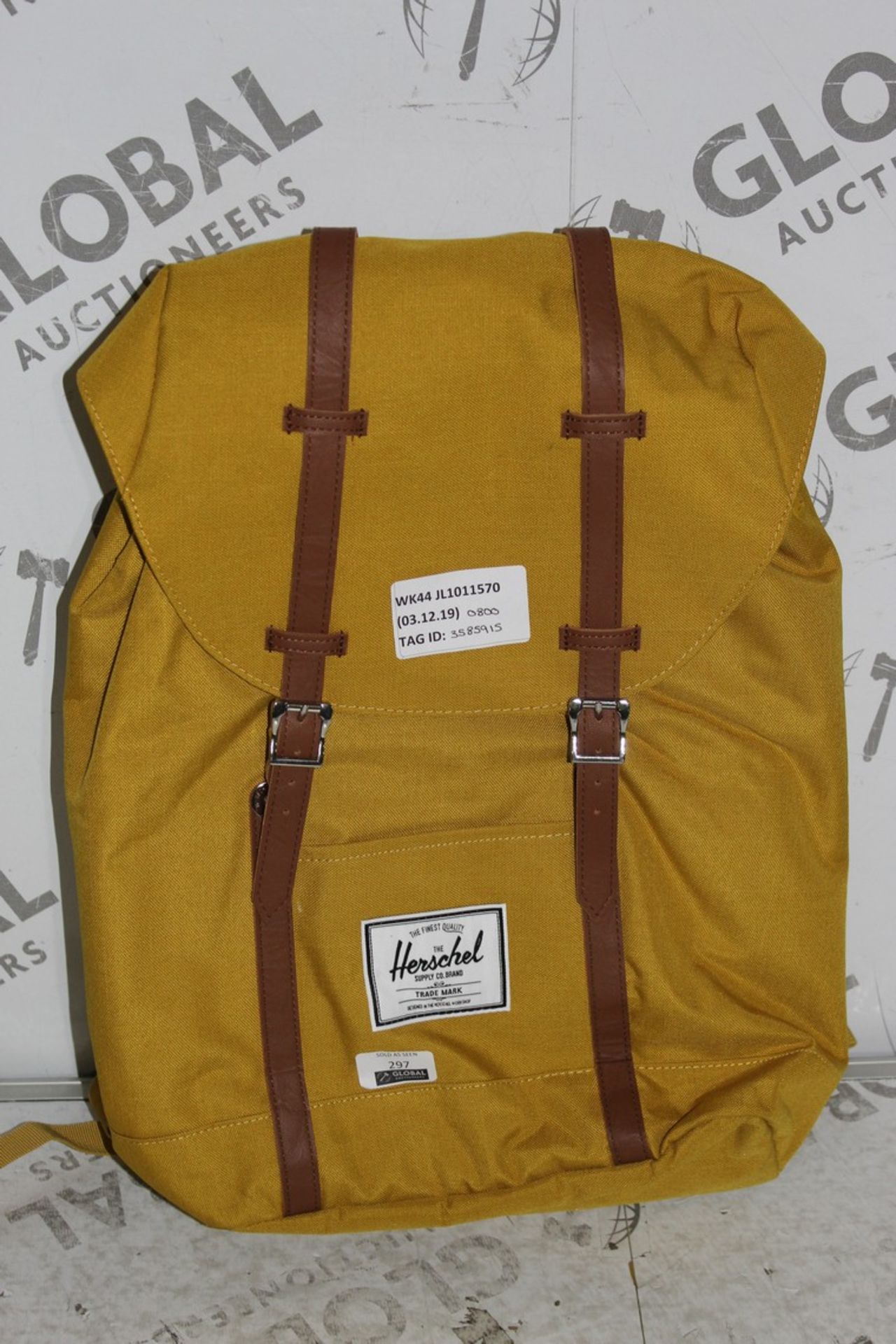 Herschel Mustard Yellow Designer Backpack RRP £80 (3585915) (Public Viewing and Appraisals