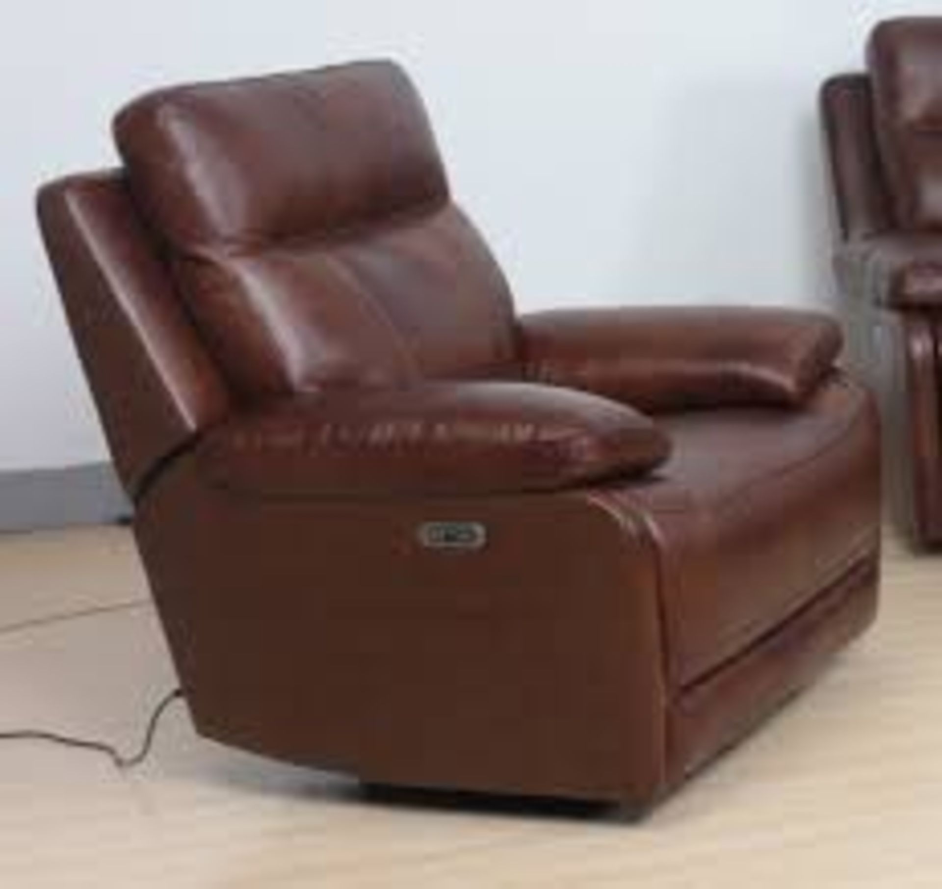 Boxed Brabas Divano Konyak Leather Electric Recliner Chair RRP £670 (16238) (Public Viewing and