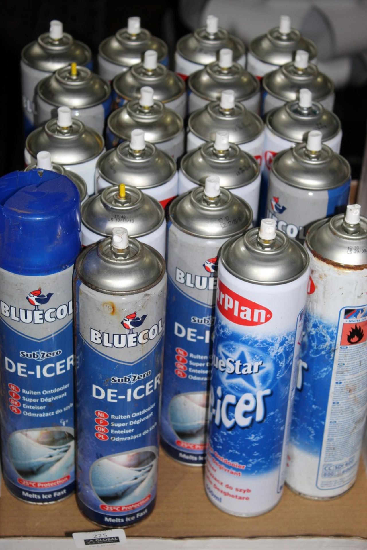 Lot to Contain 22 Assorted Blueco and Car Plan 600ml De Ice Sprays (Public Viewing and Appraisals