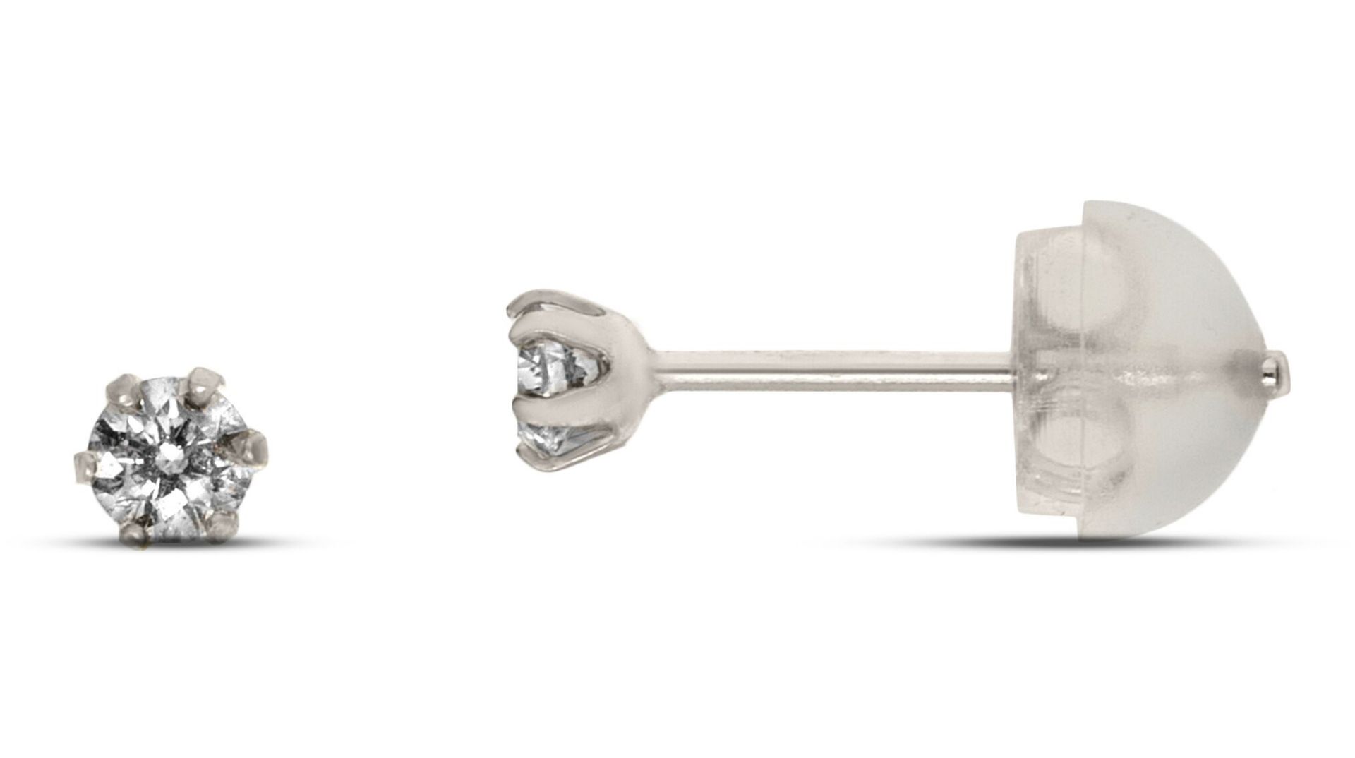 Platinum Diamond Earrings, Metal Platinum 900, Weight (g) 0.37, Diamond Weight (ct) 0.1, Colour I, - Image 2 of 3
