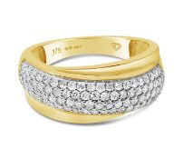 Heavy Diamond Band in Yellow Gold, Metal 9ct Yellow Gold, Weight (g) 4.6, Diamond Weight (ct) 0.