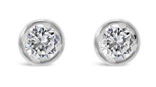 Diamond Earrings in Plain Halo Setting, Metal 9ct White Gold, Weight (g) 1.3, Diamond Weight (ct)