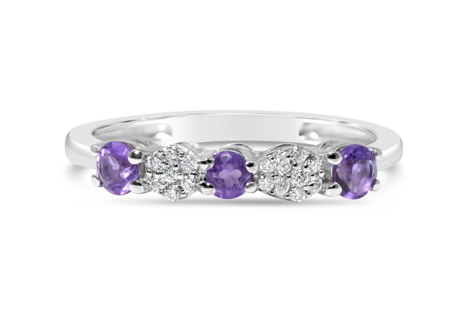 Amethyst and Diamond Eternity Ring, Metal 9ct White Gold, Weight (g) 1.48, Diamond Weight (ct) 0.07, - Image 3 of 4