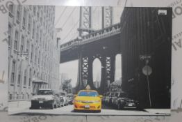 Boxed New York Taxi Cab Canvas Wall Art Picture RRP £90 (Public Viewing and Appraisals Available)