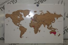 Lot to Contain 3 Pieces Wall Art & Wall Décor to Include Magnetic Scratch Map, Wall Art Picture,