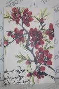 Boxed Wu Changshuo Oriental Floral Wall Art Picture By Artist Mary Schuurman RRP £70 (Public Viewing