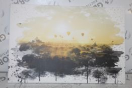 Large 30 x 20Inch Hot Air Balloons Sunset by Artist Sandra Seymour Canvas Wall Art Picture RRP £