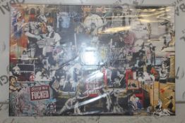 Canvas Hokku Design Collage by Banksy Graphic Wall Art Picture RRP £50 (15165) (Public Viewing and