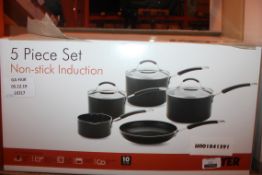 Boxed 5 Piece Non Stick Induction Pan Set RRP £70 (16317) (Public Viewing and Appraisals Available)