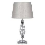 Boxed Pacific Lighting Silver Metal Table Lamp RRP £80 (16404) (Public Viewing and Appraisals
