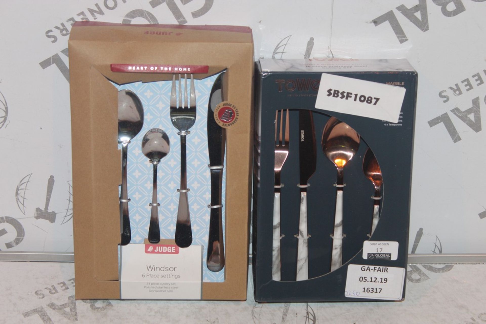 Lot to Contain 2 Assorted Cutlery Sets to Include a Judge Windsor 24 Piece and a Tower Stainless