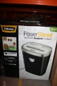 Boxed Fellows Power Shred 10 Sheet Cross Cut Paper Shredder RRP £55 (Public Viewing and Appraisals