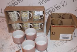 Lot to Contain 3 Assorted Items to Include Set of 4 Teacups, Set of 6 Teacups an a Set of 3 Latte