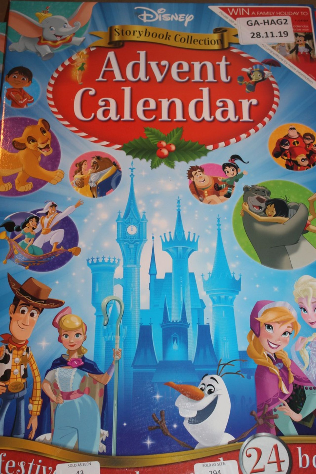 Lot to Contain 5 Assorted Disney Story Book Collection Advent Calendars and Marvel Advent