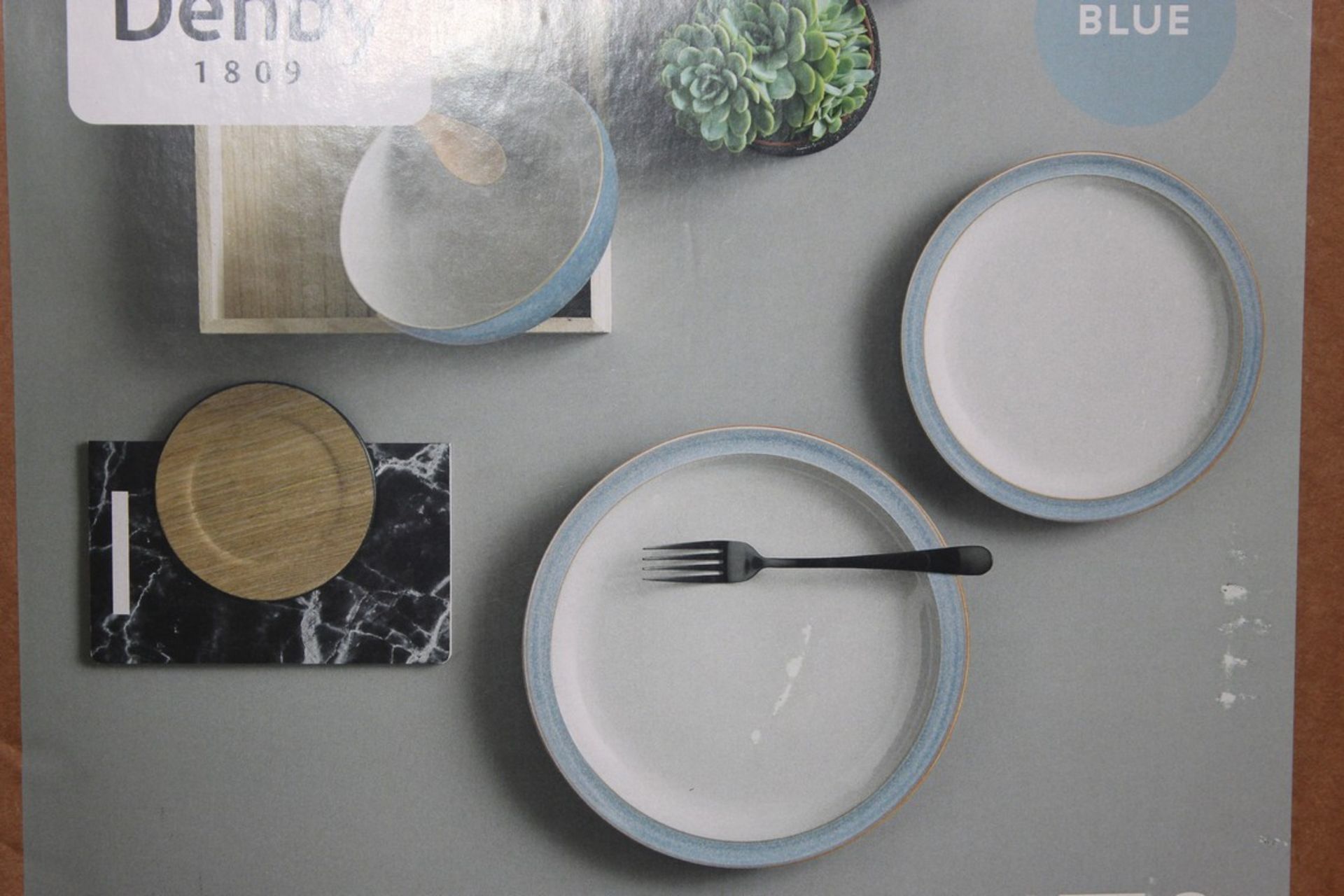 Boxed Denby 1809 Elements 12 Piece Table Dinnerware Set in Blue RRP £100 (Public Viewing and