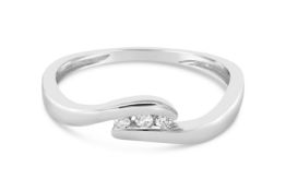 Crossover Diamond Ring, Metal 9ct White Gold, Weight (g) 1.35, Diamond Weight (ct) 0.08, Colour H,