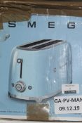 Boxed Smeg 4 Slice Toaster in Red RRP £140 (Image For Illustration Purposes Only, Package Shows Blue