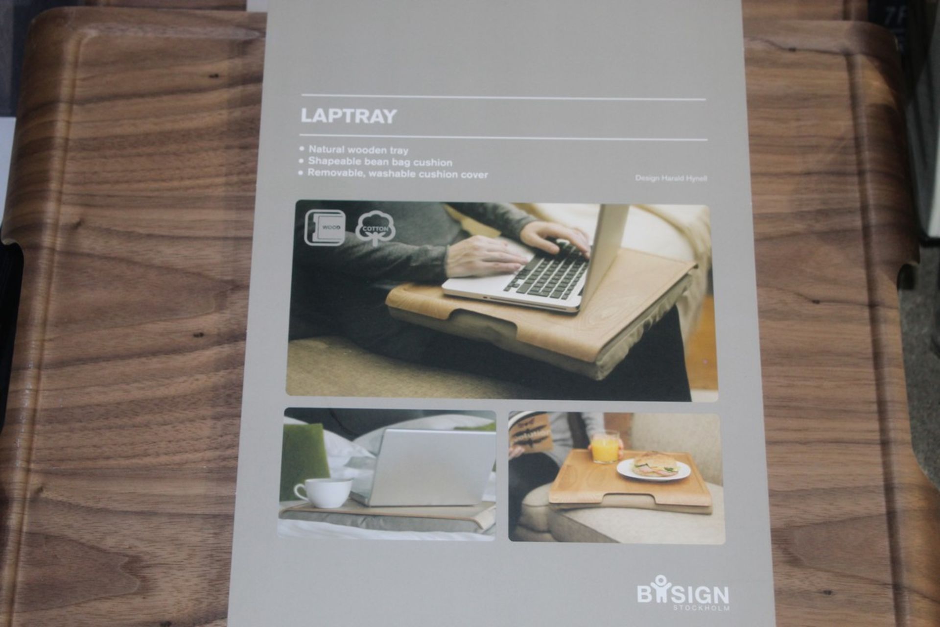 Bosign Stockholm Scandinavian Walnut Laptray With Removable Washable Cushion RRP £60 (3673791) (