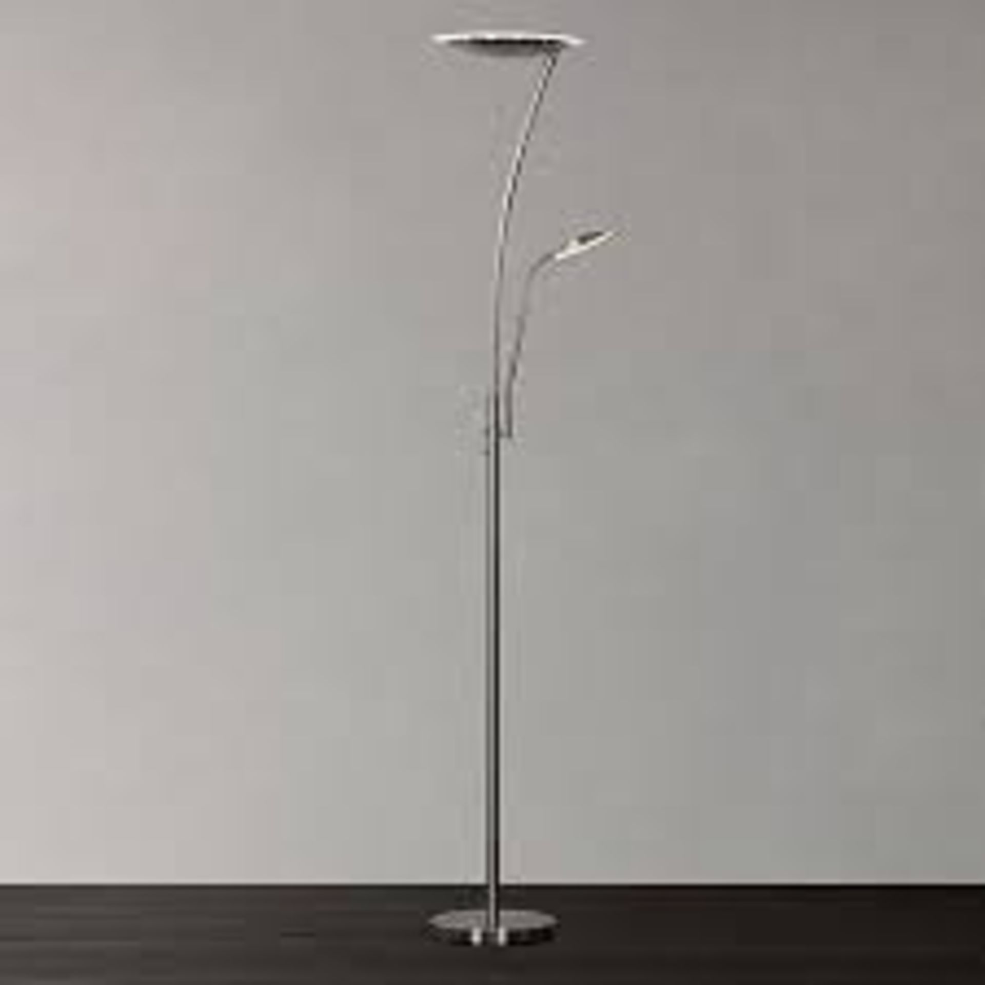 Boxed Antila LED Satin Nickel Finish Floor Lamp with Integrated LED Lighting RRP £160 (Public