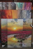 Assorted Wall Art Pictures to Include the Sun Set Above The Sea, Sunset Above the Lazy River and The