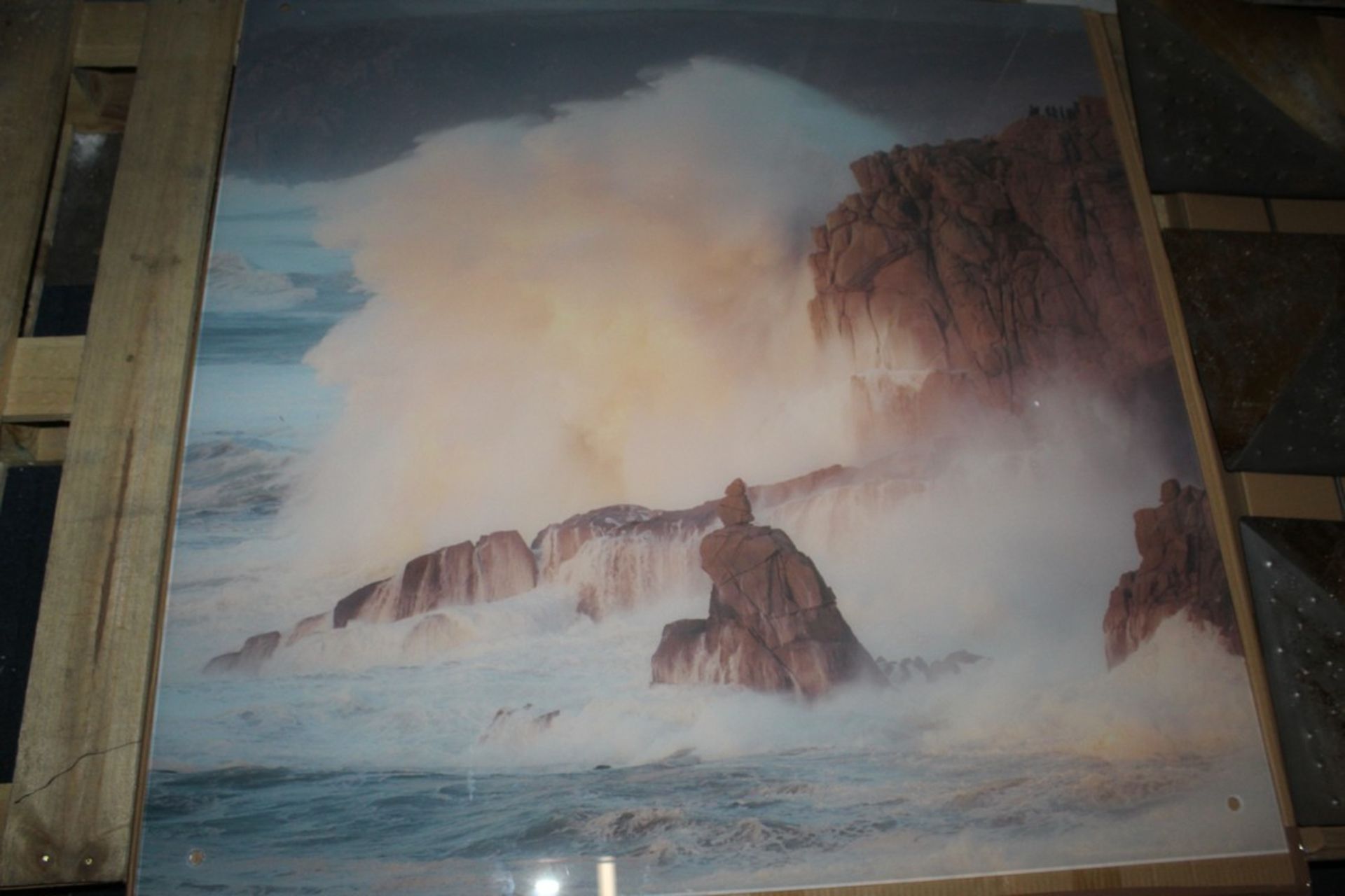 Landsend Crashing Waves Glass Wall Art Feature (Public Viewing and Appraisals Available)