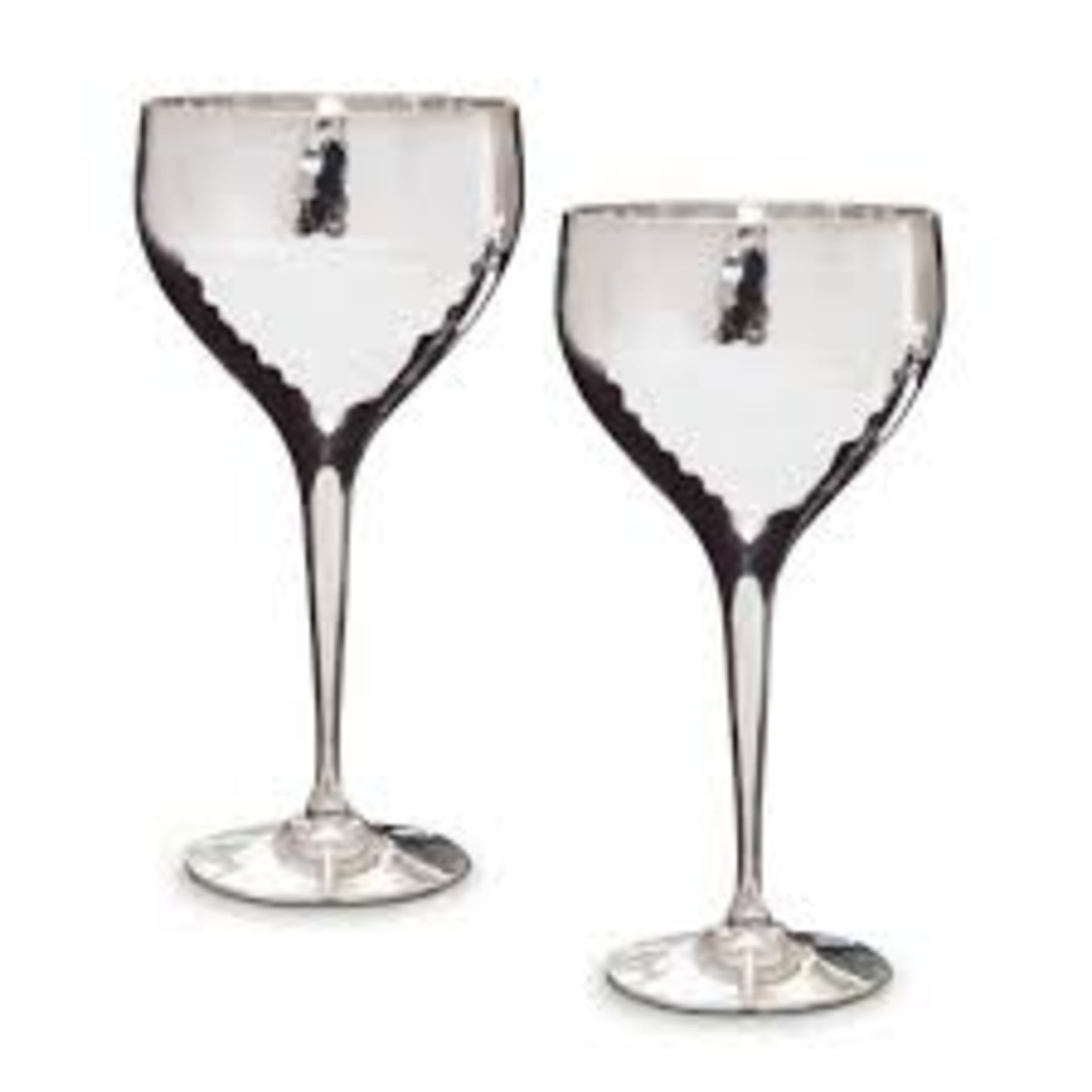 Boxed Set of 2 Culinary Concepts Silver Plated Hammered Wine Goblets RRP £25 (3690664) (Public