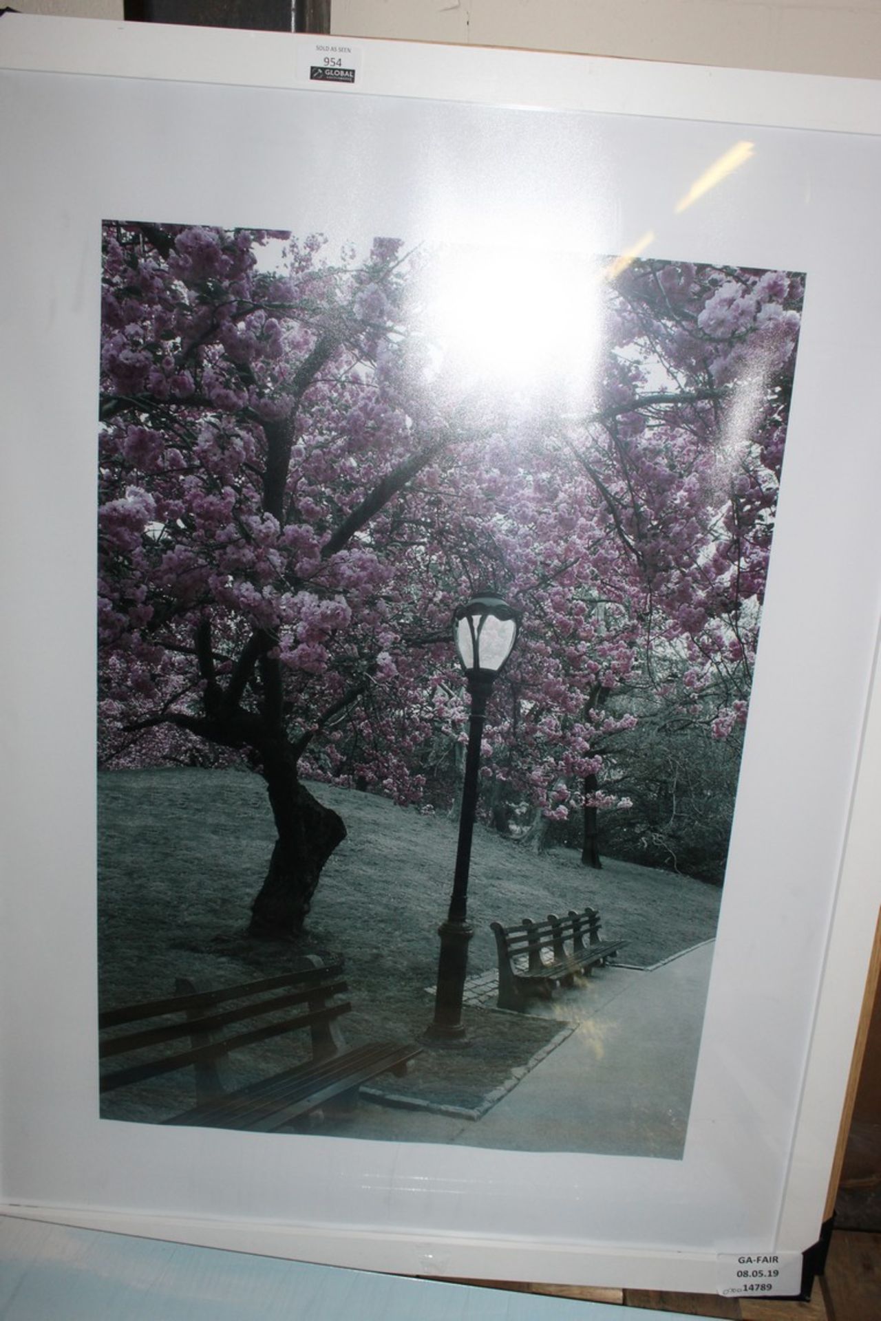 Assorted Designer Wall Art Pictures to Include a Seaside and a Cherry Blossom Bench Combined RRP £