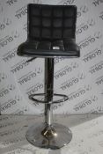 Grey Leather and Chrome Gas Lift Bar Stool RRP £75 (14671) (Public Viewing and Appraisals