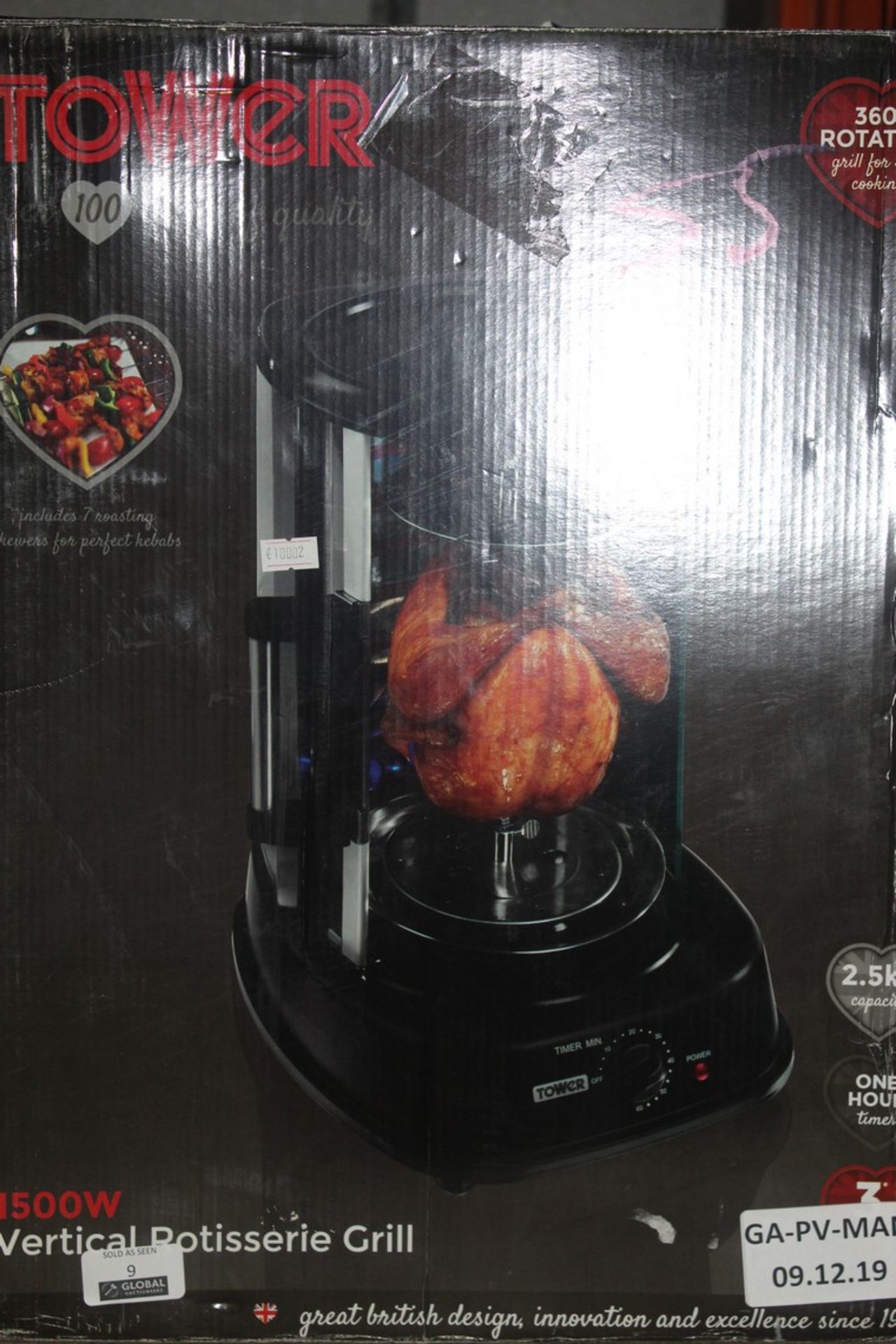 Boxed Tower 1500W Vertical Rotisserie Grill (Public Viewing and Appraisals Available)