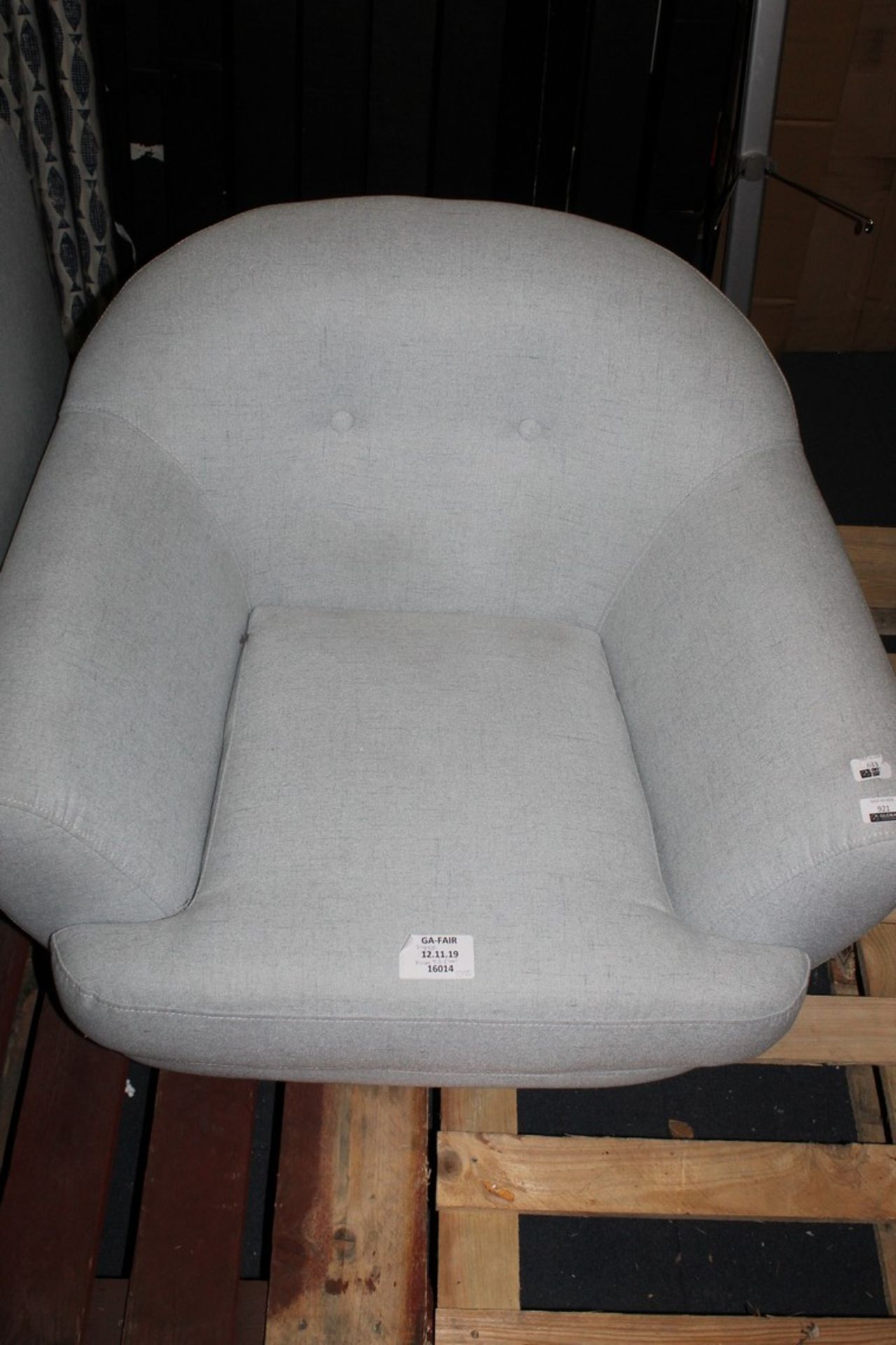 Hykkon Duck Egg Blue Fabric Tub Chair RRP £310 (16014) (Public Viewing and Appraisals Available)