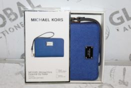 Lot to Contain 5 Boxed Brand New Michael Kors Iphone 4S, 5 5C, 5S and 6 Zip Wallets In Sapphire