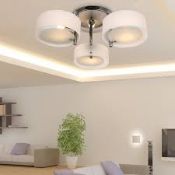 Boxed Homcom Stainless Steel and Glass Designer Ceiling Light RRP £100 (16404) (Public Viewing and