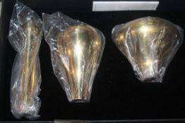 Boxed Set of 3 Skultuna Gold Vases RRP £50 (3655632) (Public Viewing and Appraisals Available)