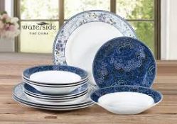 Lot to Contain 3 Assorted Items to Include a Midnight 12 Piece Dinner Set and 2 Replacement Dinner