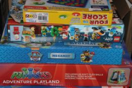 Lot to Contain 5 Assorted Children's Toy Items to Include Kids Hub 4 Connect 4 Games, Lego City