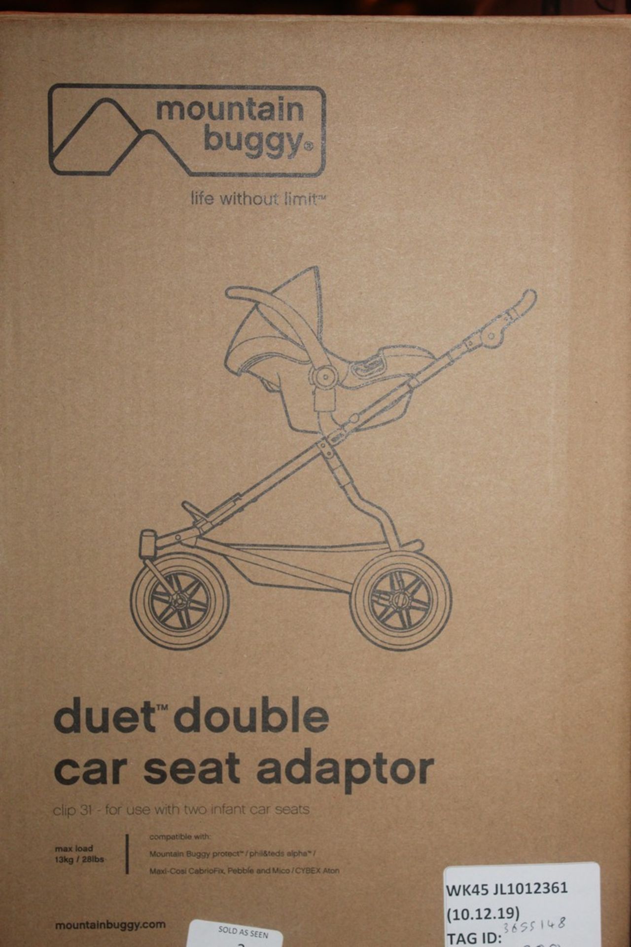 Boxed Mountain Buggy Life Without Limits Duet Double Car Seat Adapter Set RRP £30 (3655148) (