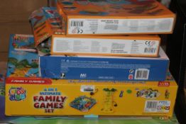 Lot to Contain 5 Assorted Children's Toy Items to Include Kids Connection 4in1 Ultimate Family Games