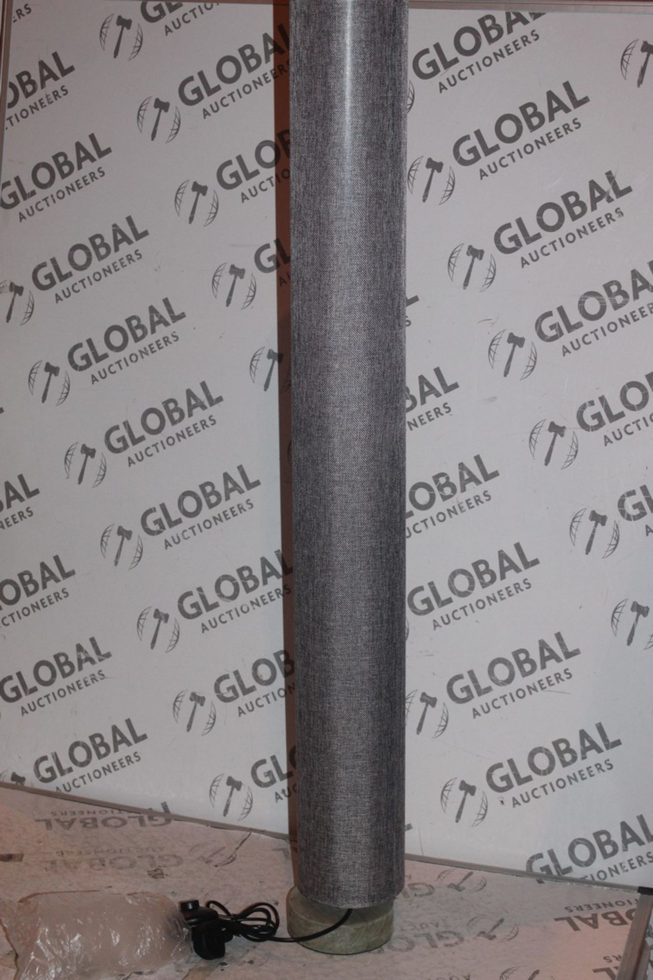 Boxed Globo Tall Floor Standing Lamp with Grey Linen Shade RRP £50 (16450) (Public Viewing and
